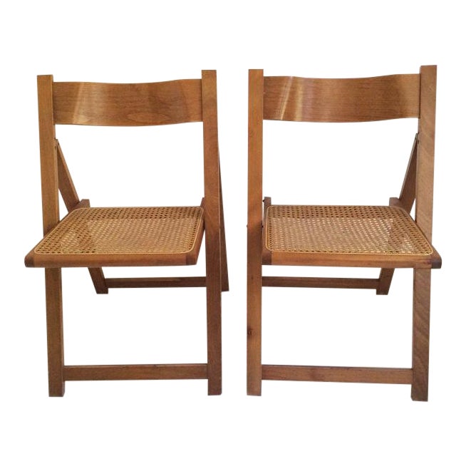 Mid Century Aldo Jacober Caned Maple Folding Chairs A Pair Chairish