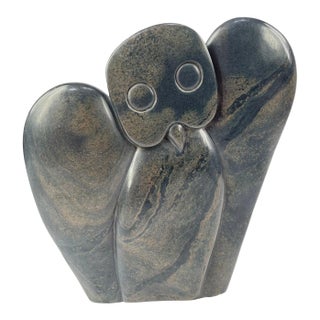 Early 20th Century Owl Sculpture Serpentine Stone by Gift Muza MATTER COLLECTION For Sale