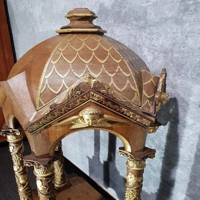 Wood Antique Gothic Dutch Exposition Baldaquin with Madonna For Sale - Image 7 of 14