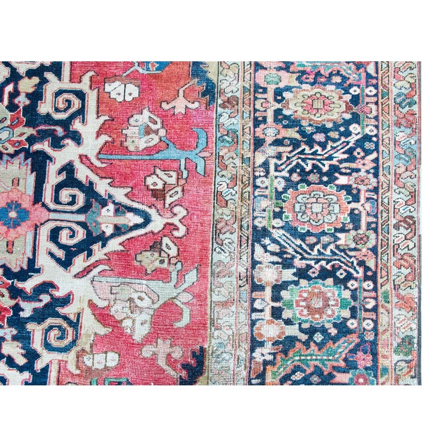 Pink 19th Century Persian Serapi Rug For Sale - Image 8 of 16