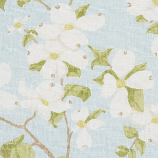 Contemporary SAMPLE - Schumacher Blooming Branch Fabric In Sky For Sale - Image 3 of 4