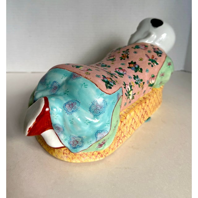 Mid-20th Century Chinese Famille Rose Porcelain Reclining Boy Pillow For Sale - Image 9 of 11