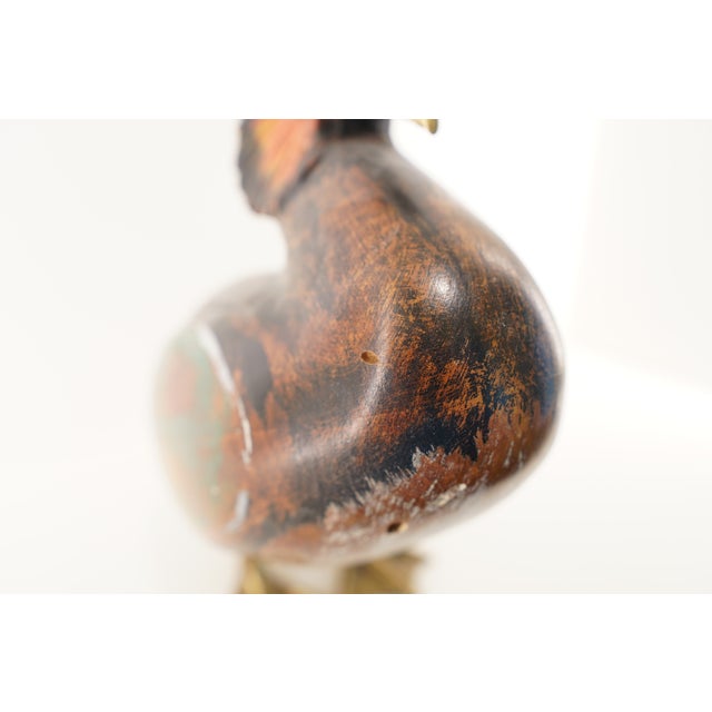 1960s Standing Hand-Painted Wooden Bird Decorative Sculpture For Sale - Image 9 of 16