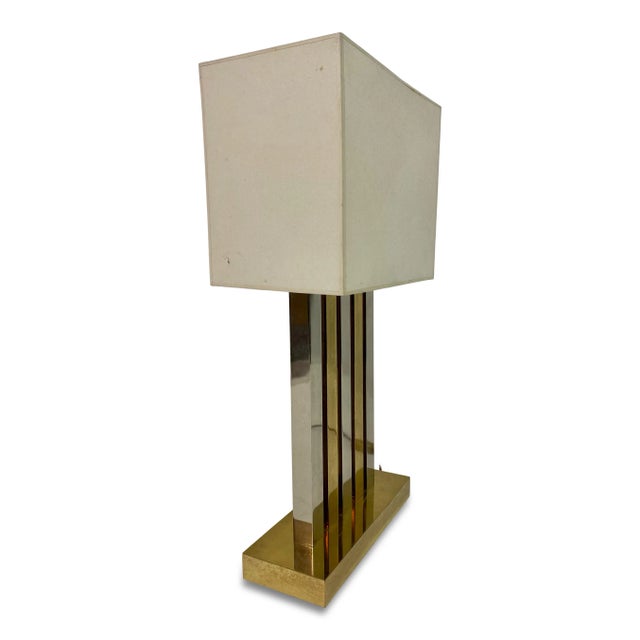 Large Brass and Chrome Table Lamp, 1970s For Sale - Image 14 of 14