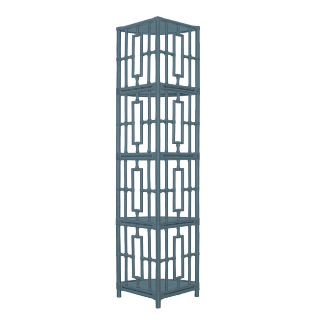 Coastal Trinity Corner Etagere, Regatta Blue For Sale - Image 3 of 3