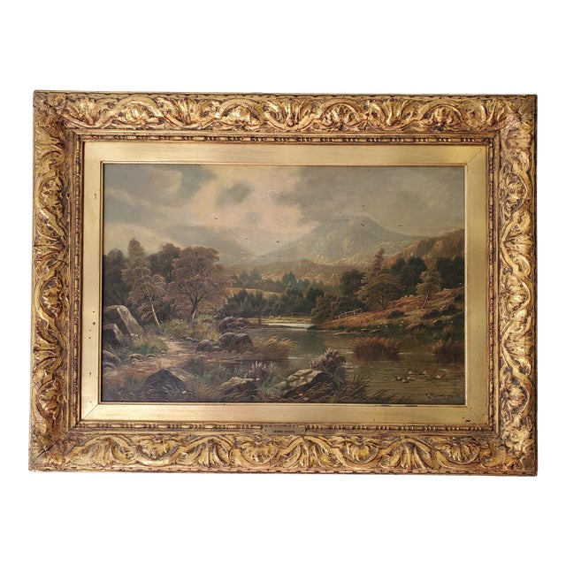 19th Century Landscape Oil Painting of River Scene by George Dawson For Sale