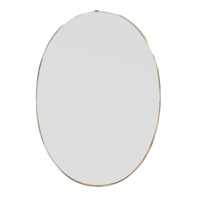 1950s Mid Century Modern Large Oval Mirror For Sale