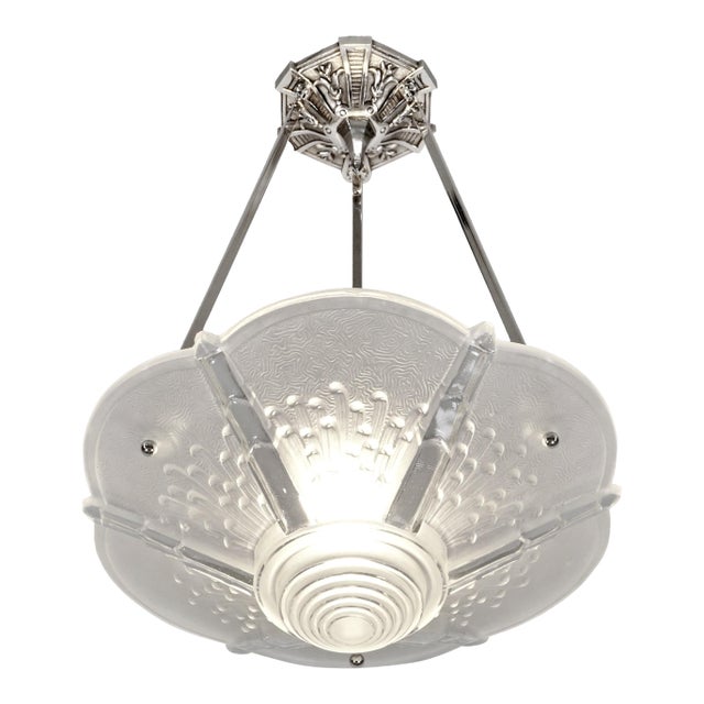 French Art Deco Pendant Light by Muller Freres 1930 France For Sale