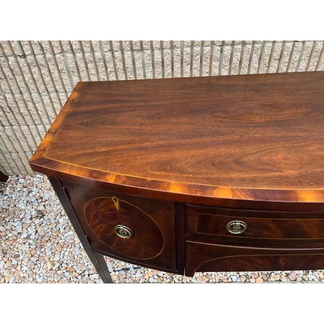 Late 20th Century Henkel Harris Virginia Galleries Bow Front Mahogany Hepplewhite Server Buffet Sideboard For Sale - Image 11 of 12