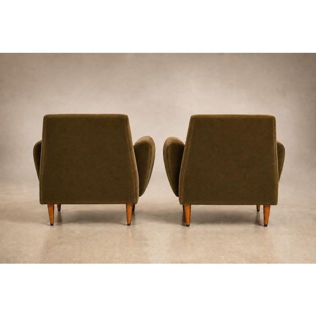 Pair of Brazilian Modern Armchairs in Pau Marfim and Olive Mohair, Brazil, 1960s For Sale - Image 18 of 18