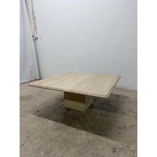 Italian Travertine Square Coffee or Cocktail Table, 1970s For Sale In Miami - Image 6 of 18