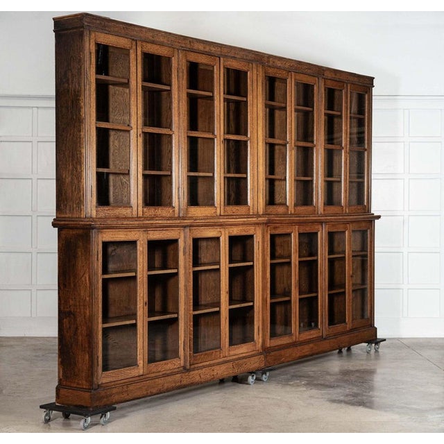 English Glazed Oak Library Bookcase, 19th Century For Sale - Image 3 of 15