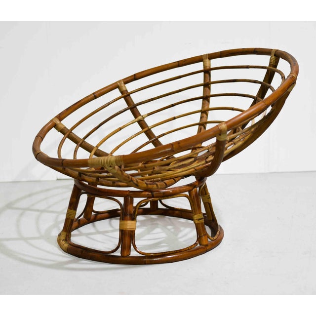 Vintage Rattan Bamboo Papasan Chair For Sale - Image 4 of 10