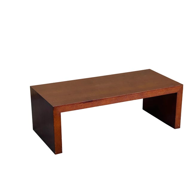 39" Simple Plank Wood Brown Rectangular Coffee Table Stand For Sale - Image 4 of 6