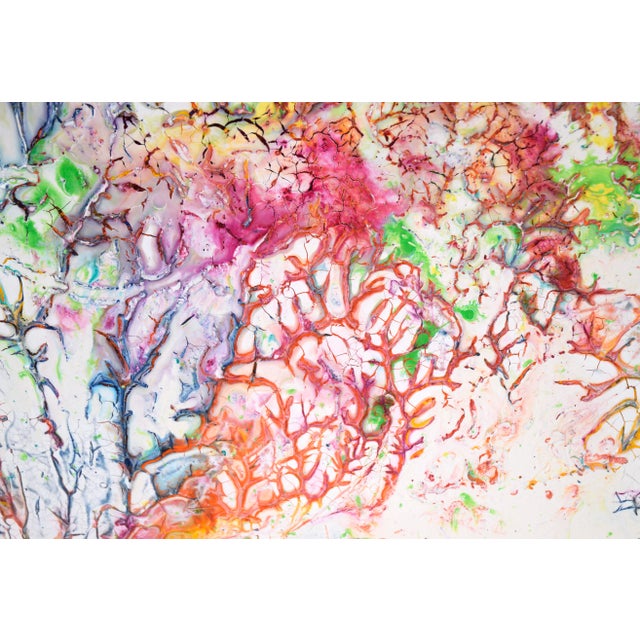 White Rainbow Crackle - Abstract Expressionist Composition in Acrylic by Charles David Francis For Sale - Image 8 of 11