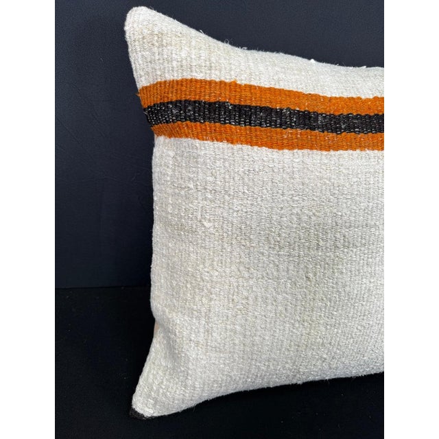 Turkish Hemp Pillow Cushion Natural Beige Orange Cushion Cover 20"x20" #30626 Enhance your home decor with our Kilim...