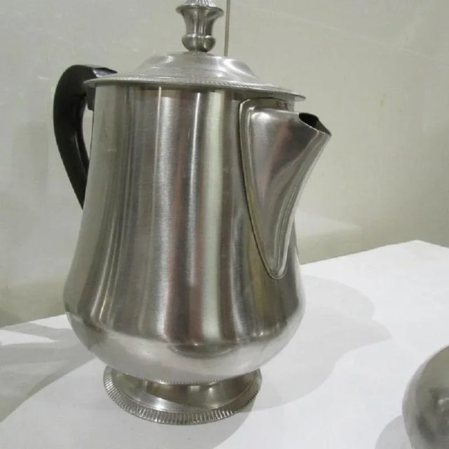 Art Deco Stainless Steel Coffee & Tea Set from Létang & Rémy, 1980s, Set of 6 For Sale - Image 4 of 8