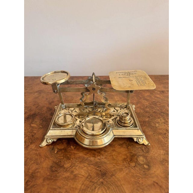 Antique Edwardian Brass Postal Scales, 1900, Set of 7 For Sale - Image 3 of 7
