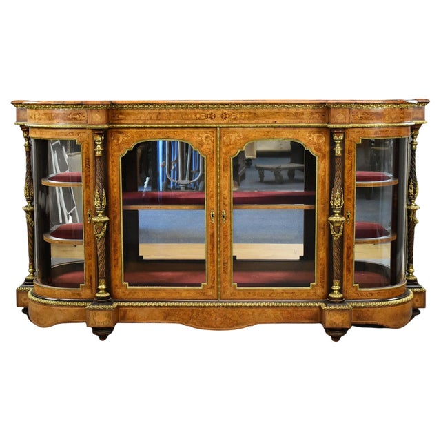Victorian Burr Walnut and Marquetry Credenza, 1860 For Sale
