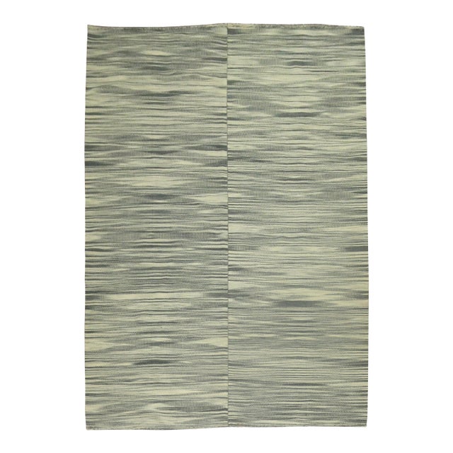 Gray Modernist Retro Deco Kilim For Sale