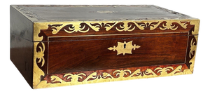 Victorian Boulle and Mahogany Writing Box with Fitted Interior