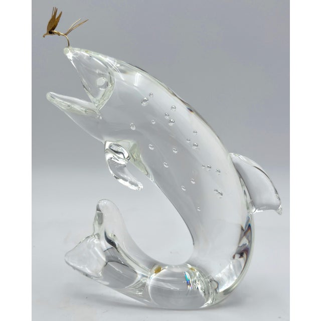 Steuben Glass & 18K Gold “Trout & Fly” by James Houston, Introduced 1966 American, Steuben Glass Works, Corning, New York...