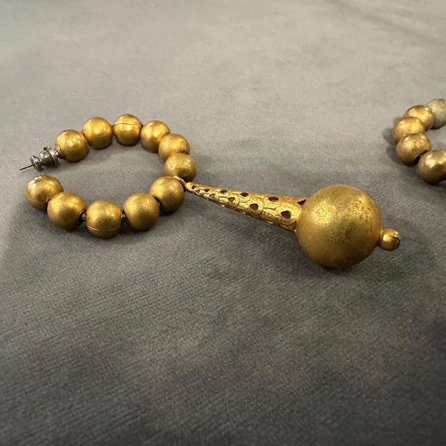 Modern A Set of 1980s Costume Jewelry Gilt Metal Italian Earrings For Sale - Image 3 of 9