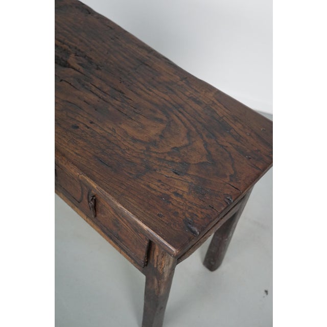Antique Spanish Rustic Farmhouse Chestnut Side or Console Table, 18th Century For Sale - Image 9 of 14