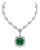 GIA 17 Ct Sugar Loaf Cabochon Colombian Emerald & 13 Ct Diamond Necklace 18KWG For Sale