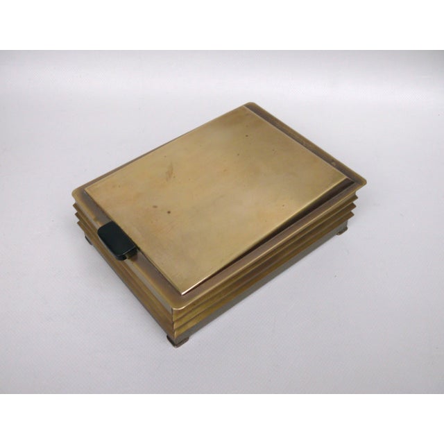 Art Deco Brass and Wood Lidded Tobacco Box, Germany, 1920s For Sale - Image 6 of 15