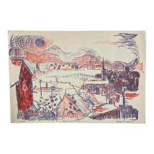 1970s Ruth Freeman Town and Country Lithograph
