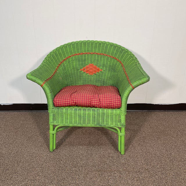 Vintage Green Wicker Chair Chairish