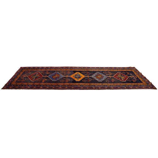 Vintage Persian Qashqai Runner - Hand-Knotted Tribal Wool Rug With Peacock & Medallion Design For Sale - Image 4 of 9
