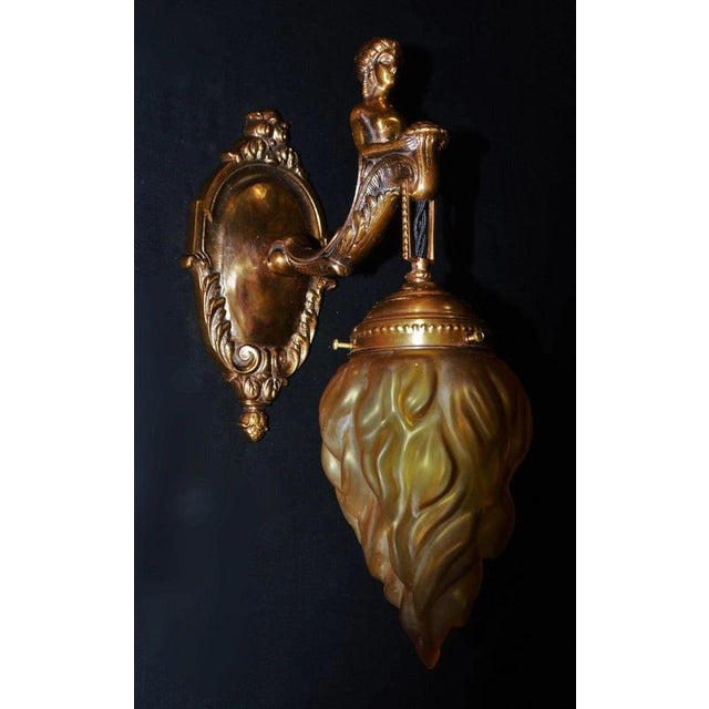 French Empire Bronze Siren Sea Nymph Figural Wall Light Sconce, 1930s For Sale - Image 4 of 18