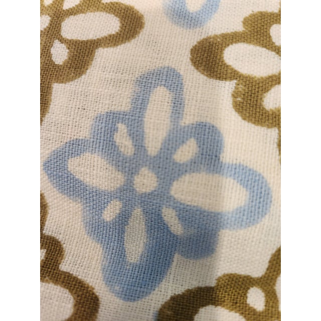 Beautiful Linen fabric with blue and olive khaki colored design. Good for small projects 1.25 yards available great for a...