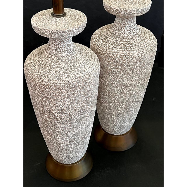 Pair 1960s Urn-Form Textured Pottery Lamps For Sale In San Francisco - Image 6 of 8