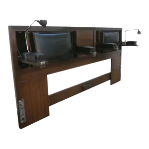 1960's Edward Wormley for Drexel King Size Convertible Headboard With Lights