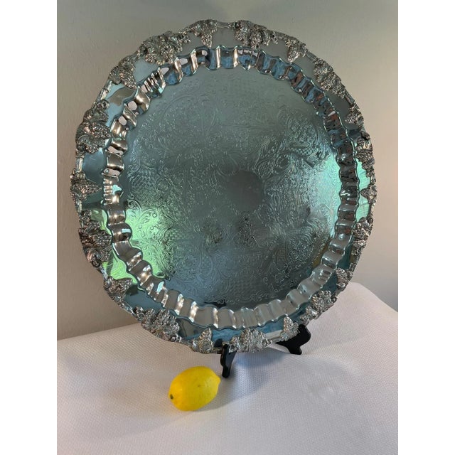 1920s Large English Silverplated Serving Tray For Sale - Image 11 of 13
