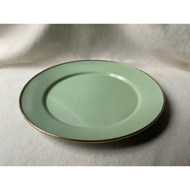 Mackenzie-Childs Sage Green Enamel Chargers - Set of 4 | Handmade 12" For Sale - Image 12 of 18