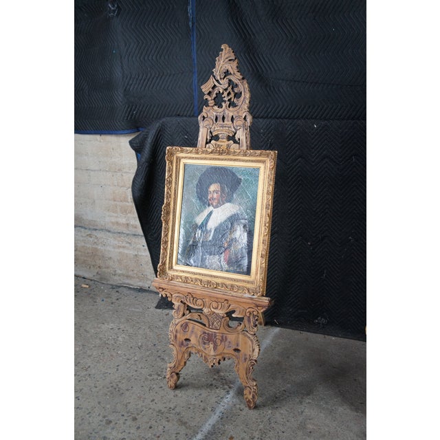 Wood Late 20th Century Baroque Rococo Revival Mahogany Artist Easel Adjustable Art Painting Display 64" For Sale - Image 7 of 11