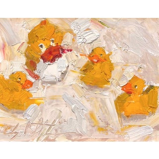 Family Meeting by Clyde Steadman | Oil Painting of abstract figures in warm colors. For Sale