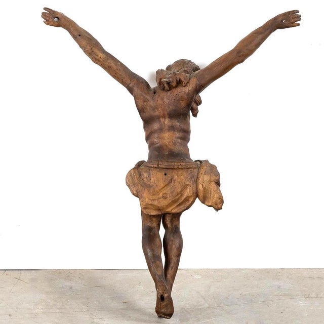 Wood Primitive Wooden 17th Century Baroque Flemish Corpus of Christ For Sale - Image 7 of 7