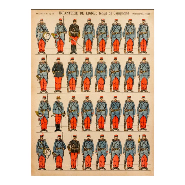 1880s - 1890s French Military Print - Imagerie d'Épinal #109 - Infanterie De Ligne (Tenue De Campagne) For Sale