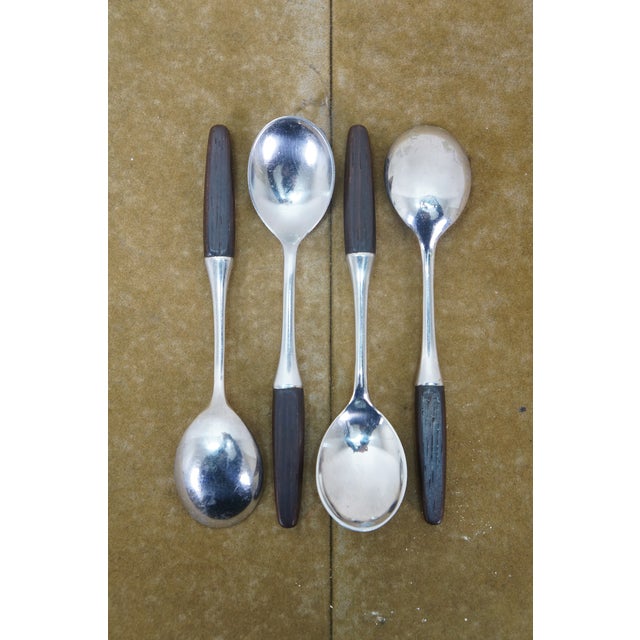 Mid 20th Century 42 Pc Tias Eckhoff Lundtofte Danish Modern Dansk Rosewood Flatware Silverware For Sale - Image 15 of 18