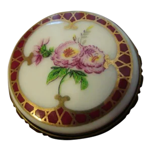 French Hand Painted Porcelain Box Trinket Signed by Artist
