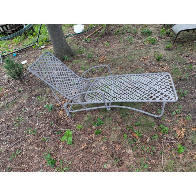 Metal Vintage Brown Jordan Tamiami Vinyl Strap Patio Chaise Lounge For Sale - Image 7 of 9