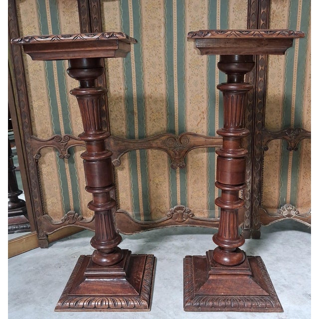 Wood 19th Century Renaissance Walnut Side Tables, Set of 2 For Sale - Image 7 of 8