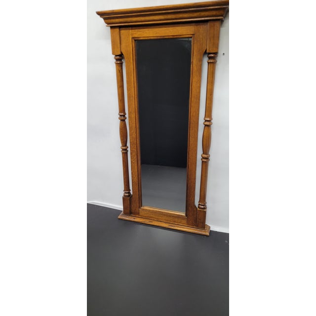 Vintage Wood Wall Mirror Column Style For Sale - Image 4 of 12