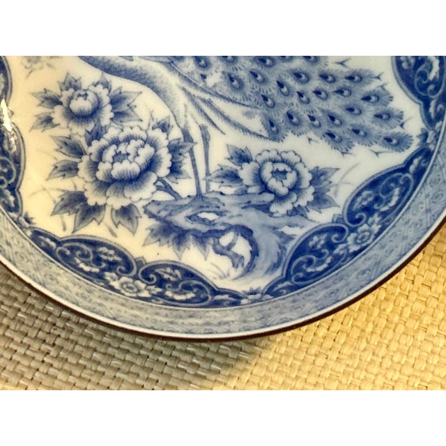 Blue Antique Japanese Peacock Bowl For Sale - Image 8 of 10