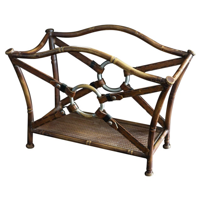 Magazine Rack in the Style of Jacques Adnet, Mid 20th Century For Sale